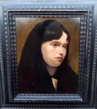 Pre-Raphaelite Portrait of a Young Girl in Black